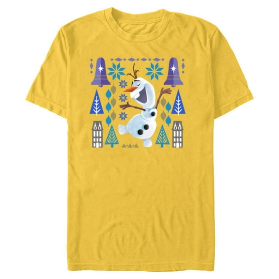 Disney Frozen Olaf Holiday Winter Wonderland - Short Sleeve Blended T-Shirt for Adults - Customized-Yellow