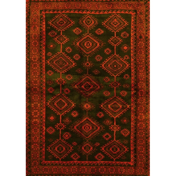 Ahgly Company Machine Washable Indoor Rectangle Persian Yellow Traditional Area Rugs, 4' x 6'