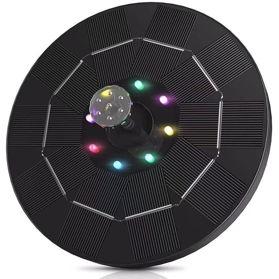 Oiduwi Solar Fountain Pump with Color LED Lights, 8 Nozzles Solar Powered Water Fountain for Bird Bath, Fish Tank, Pool, Aquarium & Outdoor Garden Decoration