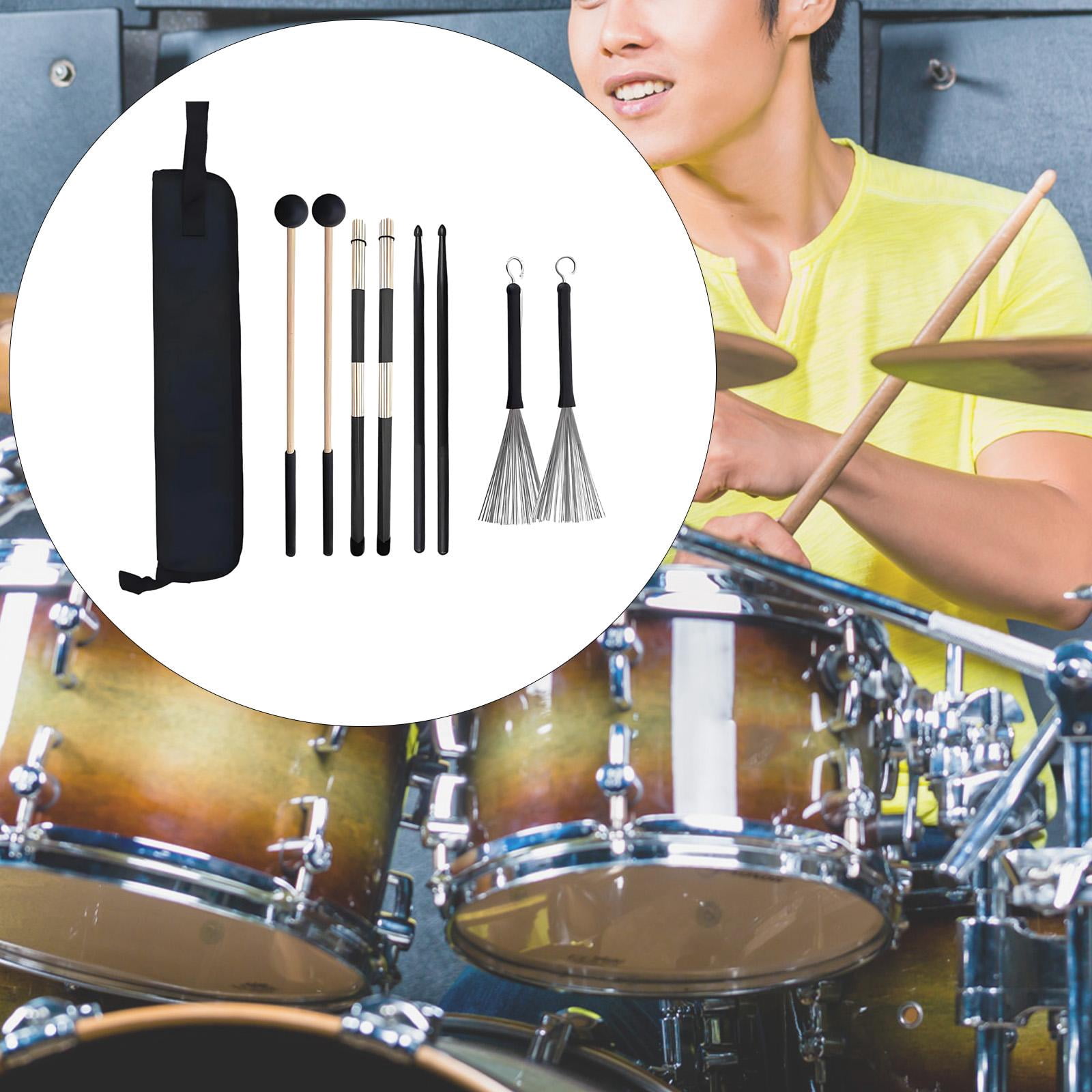 LeeQinersw Drum Sticks Set Brushes Stage Performance Ergonomic Non Slip Handles with Storage Bag Practice for Professional Musical Lover