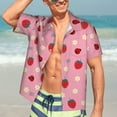 thumbnail image 4 of Cauagu Strawberry and Ladybugs Print Hawaiian Shirt for Men,Casual Short Sleeve Button Down Shirts Summer Beach Men's Regular-Fit Short-Sleeve Print Shirt -Medium, 4 of 6
