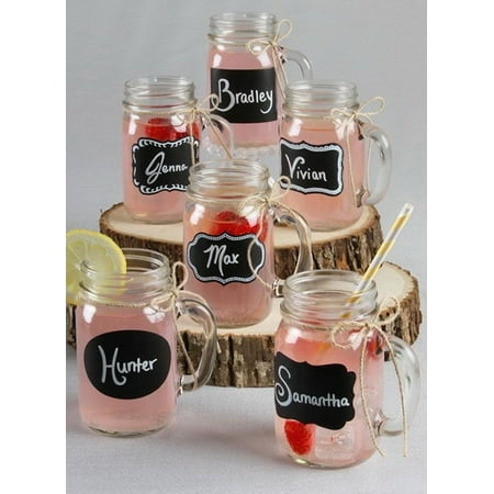 Ivy Lane Design Chalkboard Stickers Mason Jars w/Jute - Set of 12