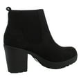 thumbnail image 3 of Soda Women's Faux Suede Chelsea Round Toe Lug Ankle Bootie , Black, 6 M US, 3 of 5