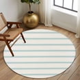 thumbnail image 3 of Turquoise Striped Large Area Rugs for Bedroom Living Room, Soft Non Slip Carpet Bedside Rug, Farmhouse Pinstripes Geometric Color Round Floor Cover Kitchen Accent Rug 8' for Dining Room/Office, 3 of 9