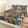 thumbnail image 3 of Homewish Jungle Camping Adventure Queen Sheet Sets, Wildlife Moose Deer Flat Sheet, Rustic Lodge Cabin Queen Fitted Sheet, Breathable Home Decor, 4pcs, 3 of 7