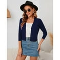 thumbnail image 2 of Yesfashion Women's 3/4 Sleeve Cropped Cardigan Sweaters Open Front Knit Short Bolero Shrugs, 2 of 5