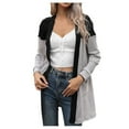 thumbnail image 4 of Ladies Stitched V-Neck Loose-Knit Cardigan Sweater With Long Sleeves, 4 of 6