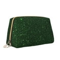 thumbnail image 2 of Easygdp Emerald Green Sparkling Leather Makeup Bag Zipper Pouch Travel Cosmetic Organizer for Women and Girls, Make up Bag with Zipper, 2 of 8