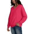 thumbnail image 6 of Women's V-Neck Sweatshirt with Pockets, Womens V Neck Sweatshirts No Hood Lightweight Casual Soft Fashion Hot Pink XL, 6 of 7