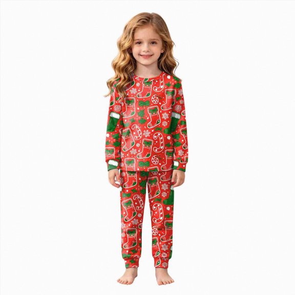 ORT Boys Girls Christmas Pajamas Cotton Print Pjs Toddler 2 Piece Xmas Sleepwear Kids Clothes Set,4-5 Y