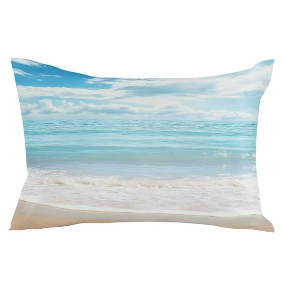 Ocean Waves Coastal Blue Throw Pillow Cover, Pillowcase Protectors with Zipper, Breathable Decorative Lumbar Pillow Case Cover, Pillow Shams for Couch Sofa 12x20Inch