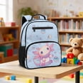 thumbnail image 5 of HUIACONG Blue Pink Axolotl 13.5 Inch Kids Backpack Water Repellent Multi Compartments Padded Adjustable Shoulder Straps Lightweight Durable School Bookbag for Girls Boys Primary Preschool, 5 of 7