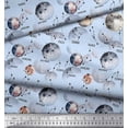thumbnail image 2 of Soimoi Blue Velvet Fabric Zodiac Text & Planet Galaxy Printed Craft Fabric by the Yard 60 Inch Wide, 2 of 3