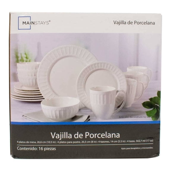 Vajilla Mainstays de Cerámica Decoración en Relieve 16 Piezas