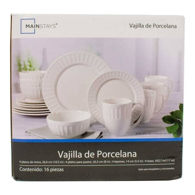 Vajilla Mainstays de Cerámica Decoración en Relieve 16 Piezas