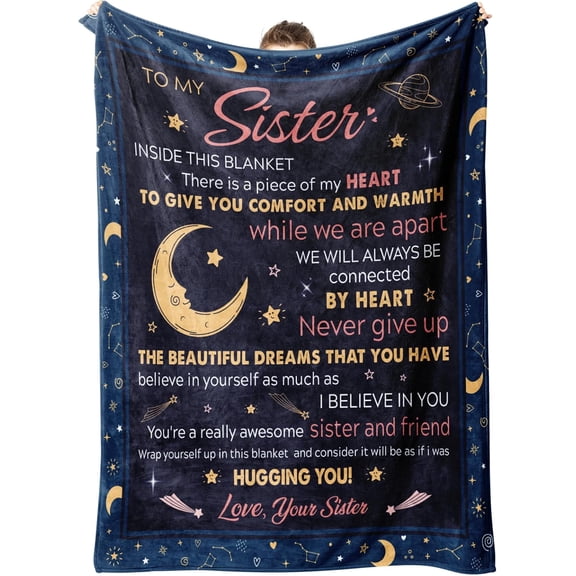 Sister Birthday Gifts, Sister Gifts Blanket, Sisters Gifts from Sister, Ideas Gifts for Sister on Mothers Day Christmas, Super Soft Flannel Throw Blankets for Sister 60"X50"