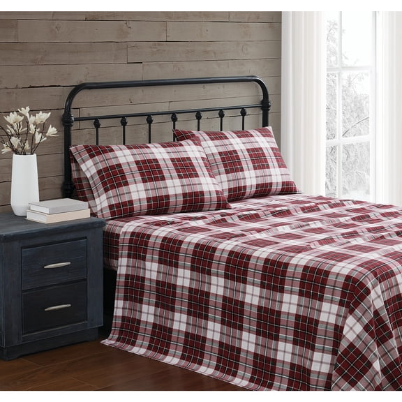 Truly Soft Holiday Plaid 100% Cotton Deep Pocket 3 Piece Twin Sheet Set, All Season, Adult Size, OEKO-TEX Certified