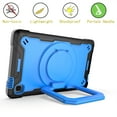 thumbnail image 3 of Kids Durable Handle Case for Samsung Galaxy Tab A7 Lite 8.7" 2021 SM-T225 / SM-T220, Silicone PC Heavy Duty Protection 360 Rotating Ring Stand/Adjustable Shoulder Strap, Black+Blue, 3 of 8
