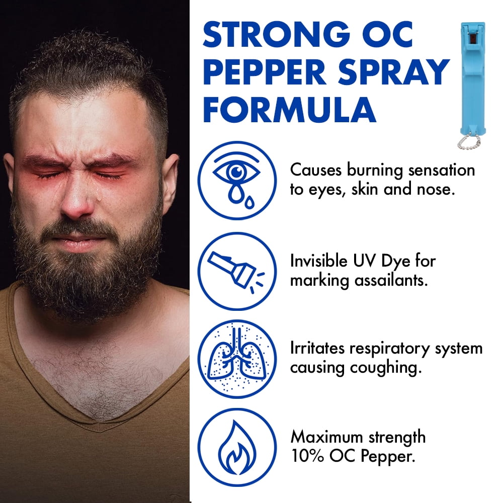 Mace Brand PepperGard Pepper Spray, Max Strength OC Pepper Formula with UV Detection Dye & Key Chain, Blue (1-Pk)