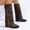 Brown, variant on BLTIBY Fold Over Shark Boots for Women Snip Toe Chunk Heeled Buckle Boot Pull On Classic Fashion Side Zip Booties Black 38