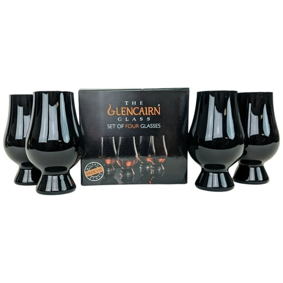 Glencairn Whisky Glass, Official Blind Tasting Crystal Whiskey Glassware, Set of 4 (Black)