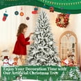thumbnail image 5 of LAMPHOME 7ft PE/PVC Mixed Flocked Artificial Christmas Tree, 1514 Branch Tips, 3-Part Hinged, Memory Wire, Metal Stand, Green & White, Winter Holiday Décor, 5 of 9