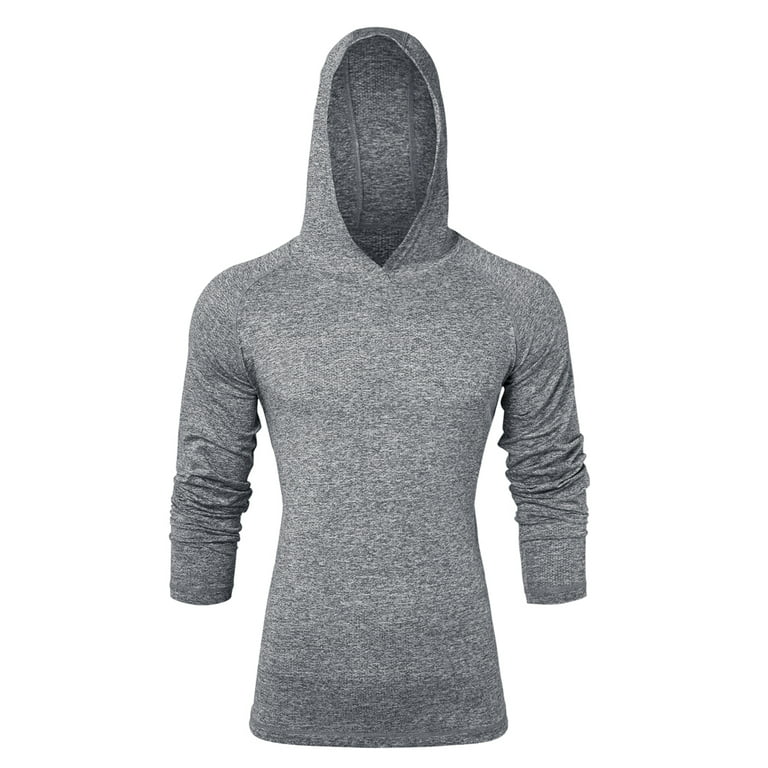 Men's Hoodie Long Sleeve Quick Dry Lightweight Fishing Workout Running  Hooded Sweatshirts, Gray, 3XL