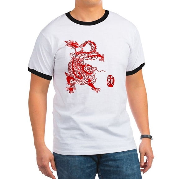 CafePress - Asian Dragon Ringer T - 100% Cotton Ringed T-Shirt