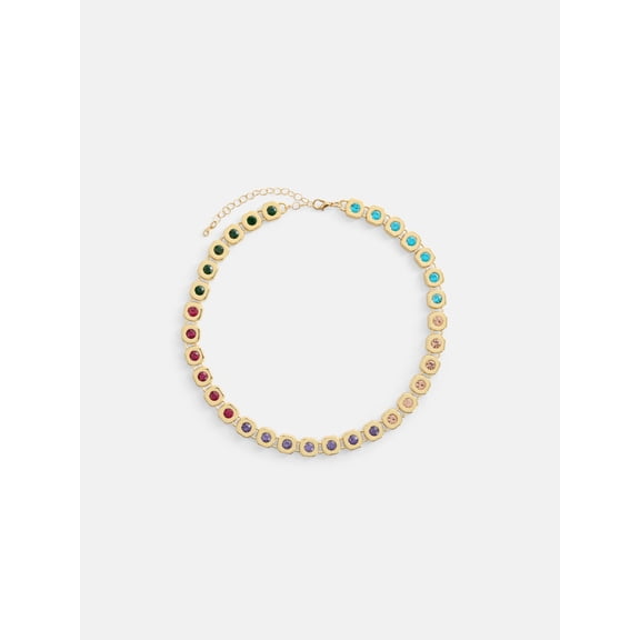 Free Assembly Women's Crystal Cup Chain Necklace, 16" 3", Goldtone