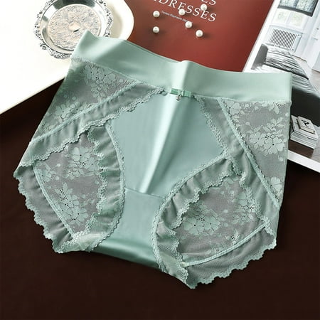 Steep Discounts Plus Size Underwear  Solid Color Lace  Sexy Design  Comfortable Fit  For Women  Seamless  Everyday Wear  Comfortable Plus Skirt|95%Polyester 5%Spandex Green Sopatenor