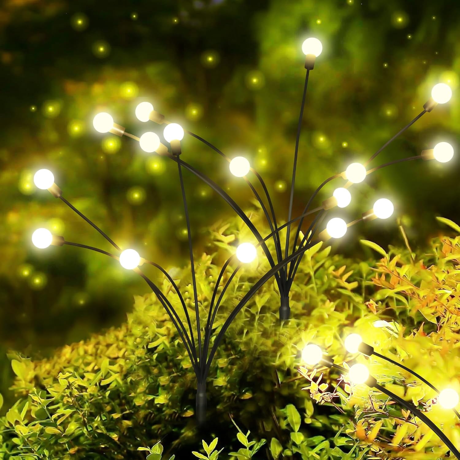 Solar Lights Outdoor(4 Pack,32 LEDs), Solar Garden Lights, Outdoor Decorations, Firefly Light for Patio Decor, Big Bulb, Unique Gifts for Women, Gifts for Grandma