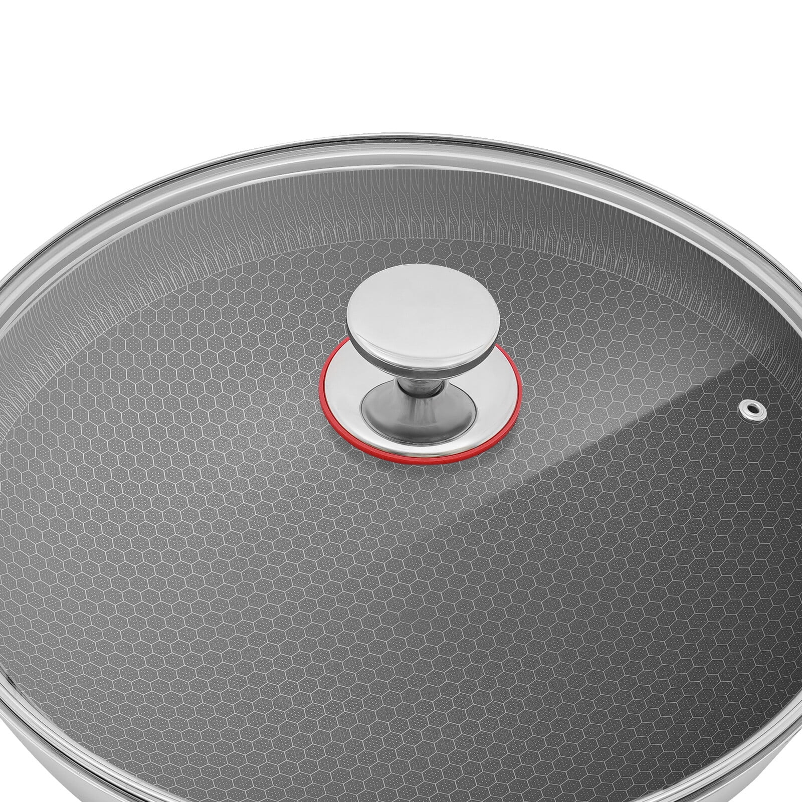 14inch Stainless Steel Frying Pot 2-Handle Non Stick Paella Pan Cooking Skillet with Lid