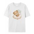 thumbnail image 7 of Sleeping Bear Men's T Shirts Cloud T-Shirt for Men Cute Cartoon Crew Neck Tees Cotton Tops, White, M, 7 of 7