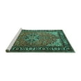 thumbnail image 2 of Ahgly Company Machine Washable Indoor Square Persian Turquoise Blue Traditional Area Rugs, 5' Square, 2 of 4