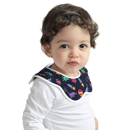 

Haiem ROMASA Muslin Baby Bibs Cotton Baby Bandana Drool Bibs for Child Absorbent Newborns Infant Burp Cloths for Teething Drooling(Space Dinosaur )