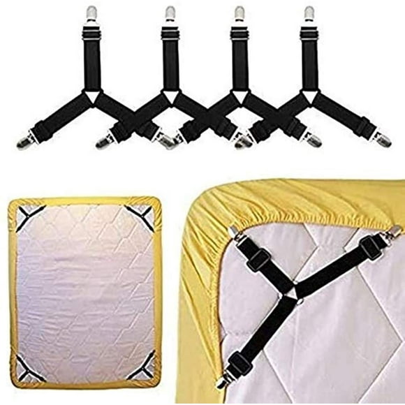 4PCS Sheet Clips, Adjustable Triangular Bed Sheet Holder Straps for Corners, with Sheet Clips