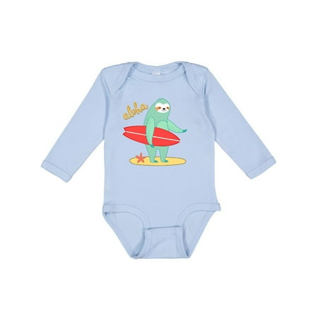 

Inktastic Beach Sloth Surfing Aloha Gift Baby Boy or Baby Girl Long Sleeve Bodysuit