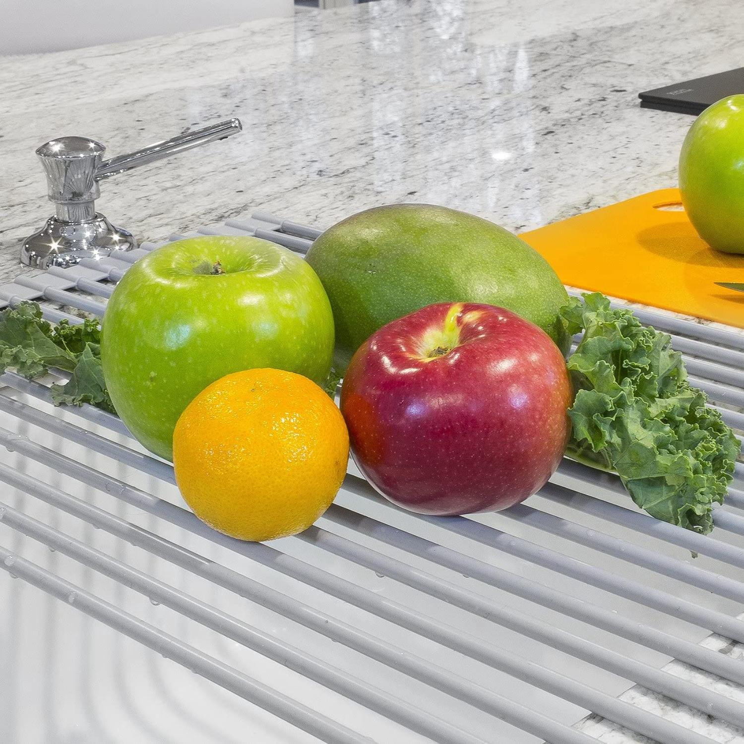 Sorbus Roll-Up Dish Drying Rack Over Sink, Stainless Steel Dish Drainer for Dishes, Fruits & Veggies