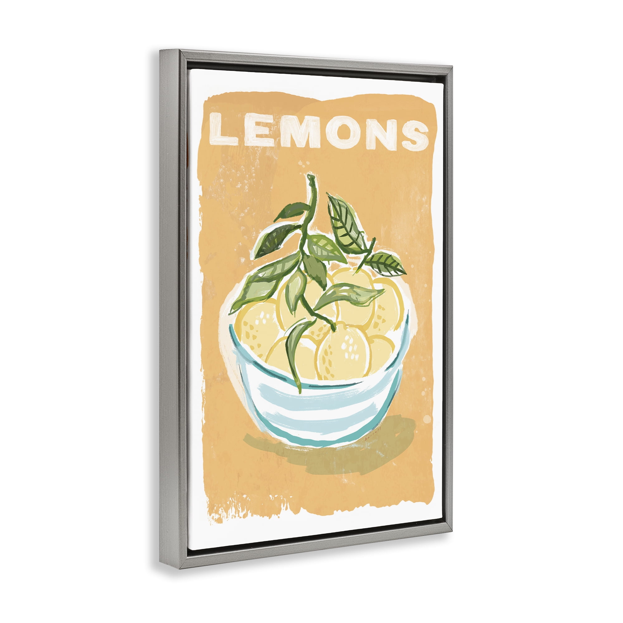 Stupell Industries Lemon Twist Motif Gray Framed Floater Canvas Wall Art, design by Chad Barrett