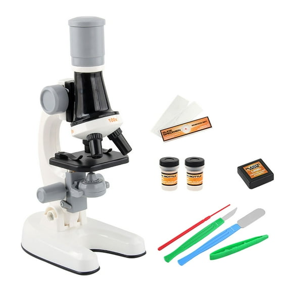 Beginner Microscope Kit - 8.7 x 4.7 x 3.1in, 100X-1200X Magnification with LED & Specimen Tools for Science Education(White)