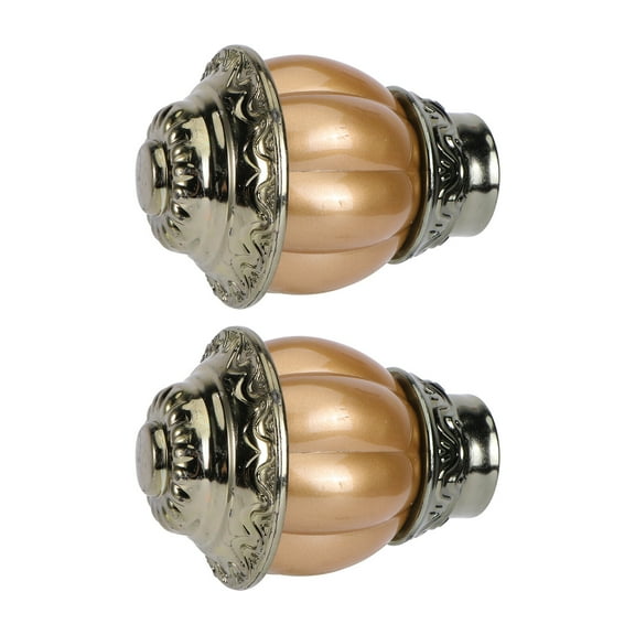 2-Pack Pumpkin Shaped Metal Curtain Rod Finials, Decorative Drapery Pole Ends, 28mm Diameter, Stylish Home Window Accessories