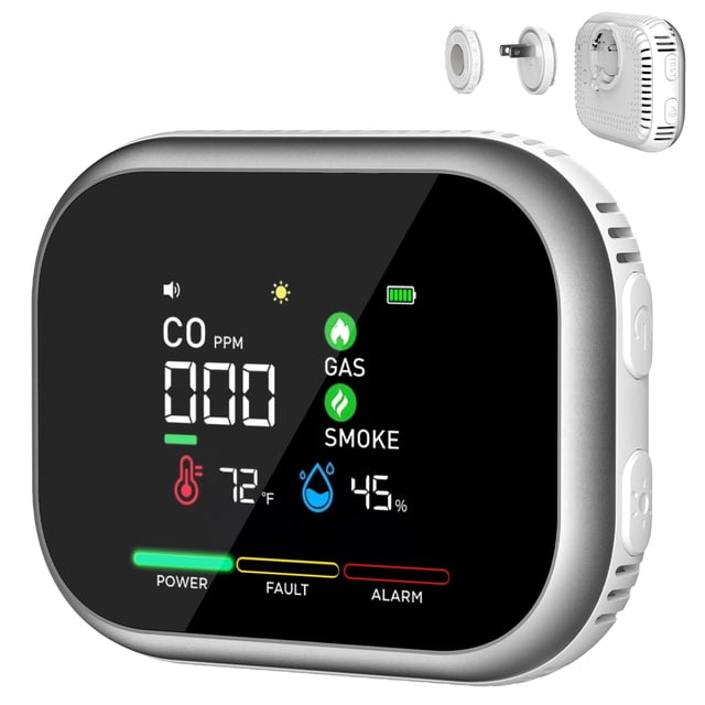 Detector de monóxido de carbono KJYSDS con alarma de gas y humo 6 en 1