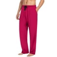 thumbnail image 5 of WAENQINLA Men's Cotton Sleep Pants Eastic Waist Lightweight Loungewear Trousers Winter Casual Loose Comfy Straight Leg Homewear Pajamas Bottoms with Pockets Hot Pink S, 5 of 6