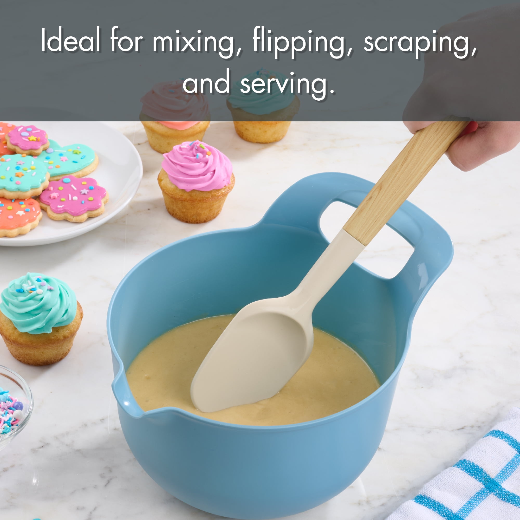 Mainstays Silicone and Faux Bamboo Spoonula, Light Gray