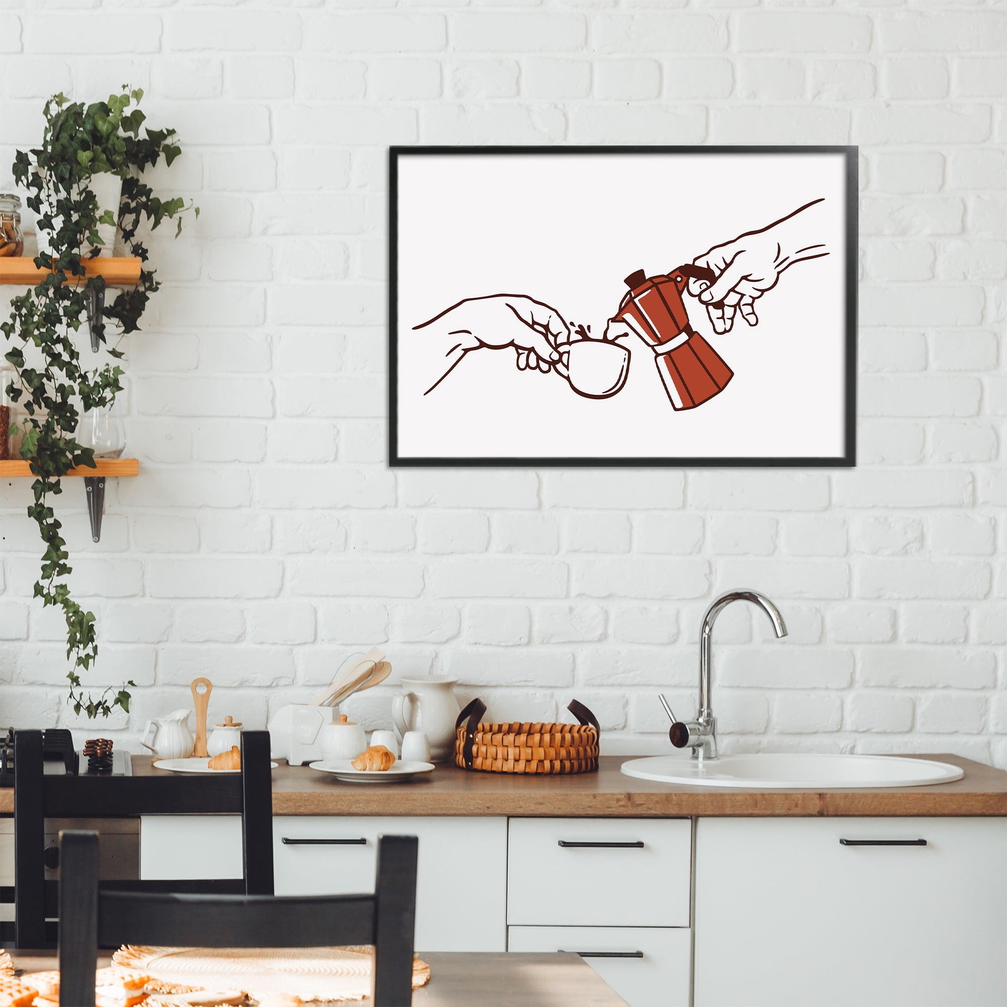 Stupell Industries Creation Of Coffee Classic Parody Black Framed Giclee Art, design by Tobe Fonseca