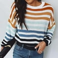 thumbnail image 6 of IROINNID Reduced Womens Sweater Round Neckline Pullover Sweater Stripes Loose Mid-Length Long Sleeve Knit Sweater, 6 of 7