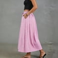thumbnail image 3 of ZToonmas Women's High Waist Gingham Maxi Skirt Drawstring Elastic Waist A-Line Flowy Skirt for Casual Summer Wear, 3 of 5