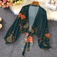thumbnail image 2 of Hueook Suede Jacket Women Ladies' Cardigan with Spring and Summer Long Sleeved Print Multicolor M, 2 of 6