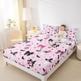 thumbnail image 3 of Manfei Pink Bownot Ghosts Bed Sheets,Halloween Theme Pattern Full Size Sheets,4pcs,1 Flat Sheet, 1 Fitted Sheet and 2 Pillowcases, 3 of 6
