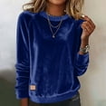 thumbnail image 2 of YOIAVAIOY Long Sleeve Velvet Tops for Women Loose Fit Crewneck Velour Pullover Shirt Comfortable Casual Tee Shirts Blue L, 2 of 7